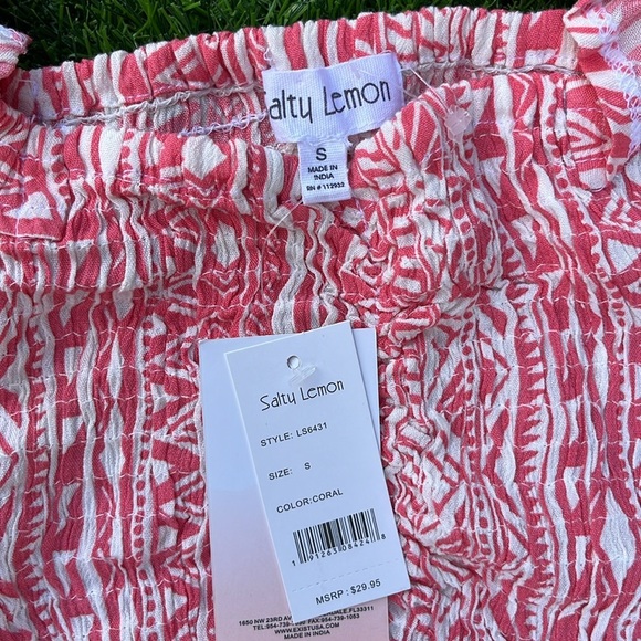 SALTY LEMON Tribal Print Cover Up Top & Shorts Matching Set size small - Picture 4 of 10